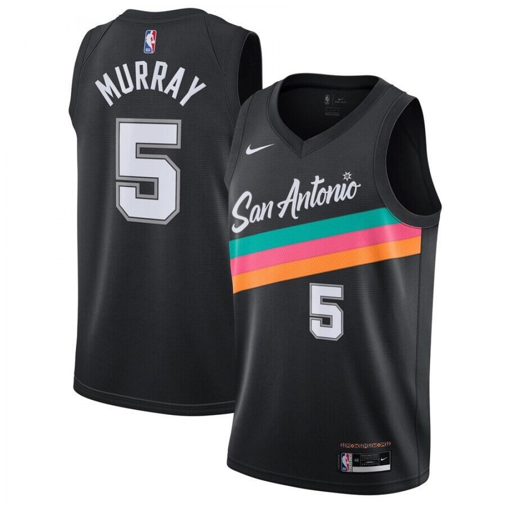 Men's San Antonio Spurs Murray #5 Black 20/21 Swingman Jersey-City Edition-Pro Kit Vault | Brand New 26/27 Sports Jerseys